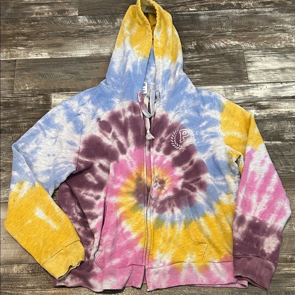 Pink Tie-Dye Zip-Up Hoodie and Pants